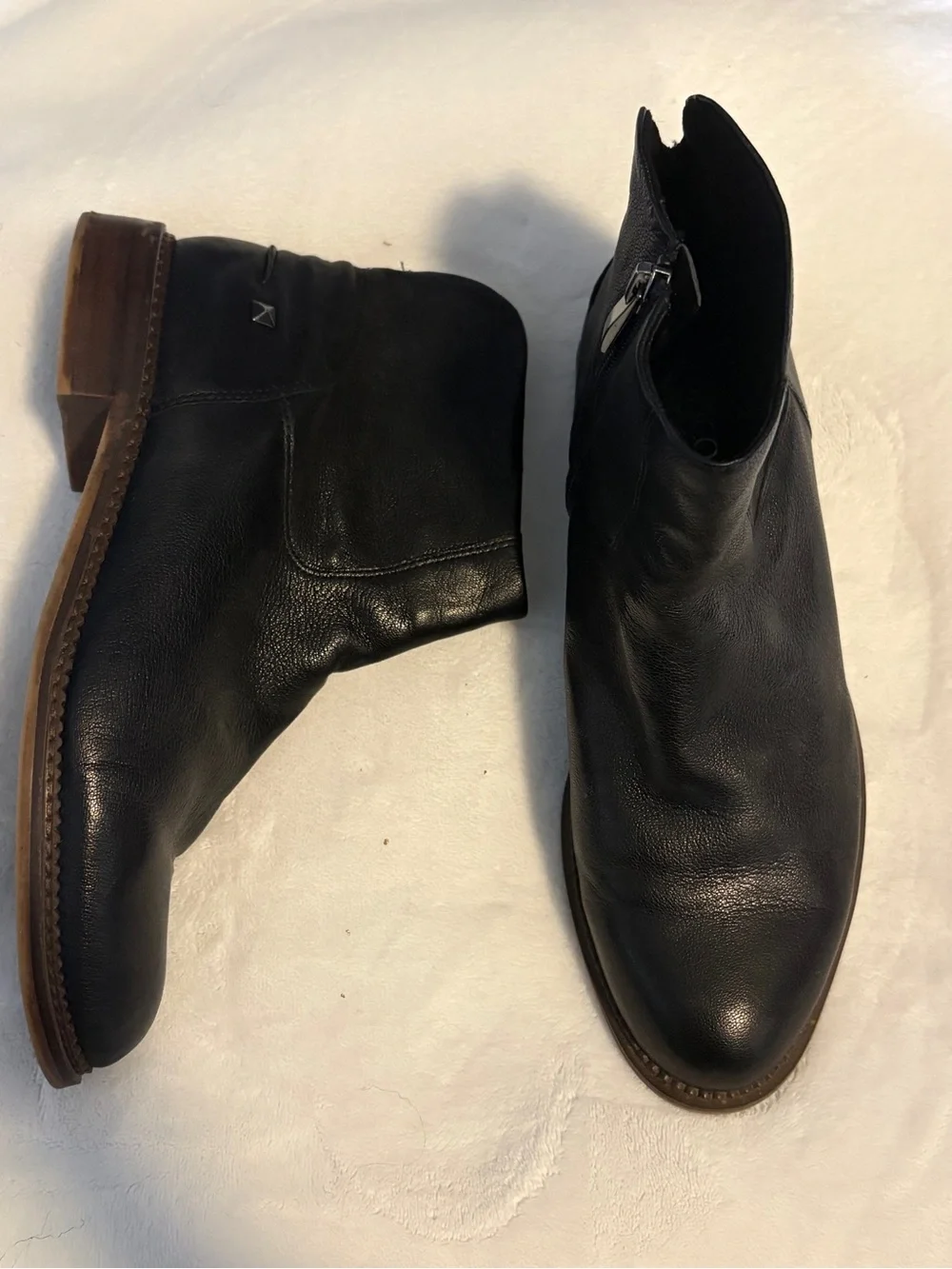 Franco Sarto Black Leather Chukka Boots with Side Zip